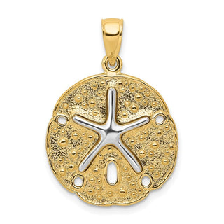 14k Yellow and White Gold Sand Dollar w/ Starfish Pendant