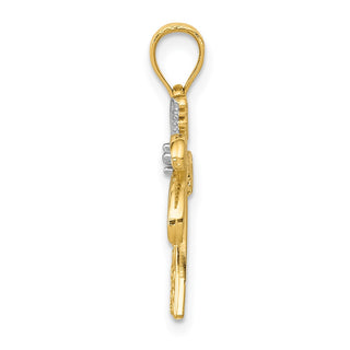 Mens 14k Yellow Gold And Rhodium Palm Tree Pendant