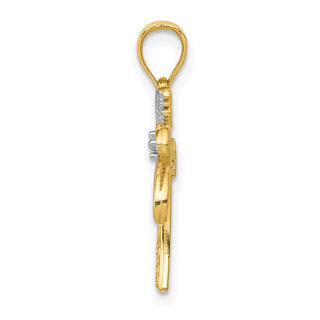 Mens 14k Yellow Gold And Rhodium Palm Tree Pendant
