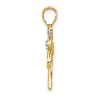 Mens 14k Yellow Gold And Rhodium Palm Tree Pendant