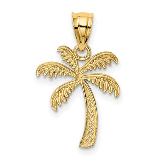Mens 14k Yellow Gold And Rhodium Palm Tree Pendant
