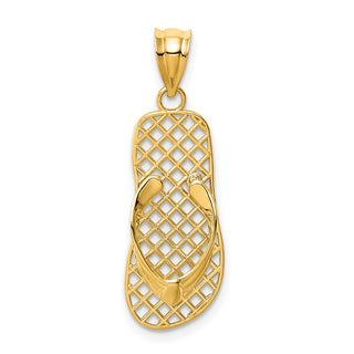 14k Yellow Gold Mesh Flip Flop Pendant