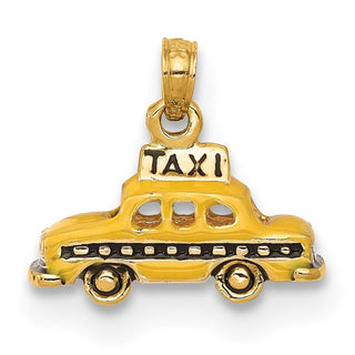 14k Yellow Gold 3-D Enameled TAXI Pendant