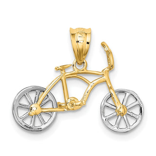 14k Yellow and White Gold Moveable Bicycle Pendant