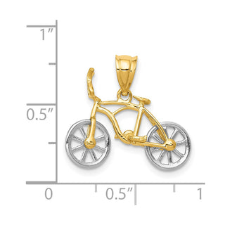 14k Yellow and White Gold Moveable Bicycle Pendant