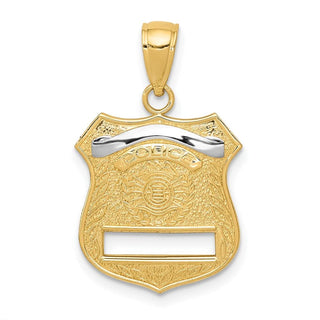 14k Yellow Gold And Rhodium Police Badge Pendant