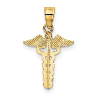 14k Yellow Gold Caduceus Medical Pendant