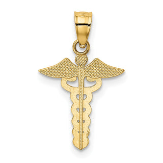 14k Yellow Gold Caduceus Medical Pendant