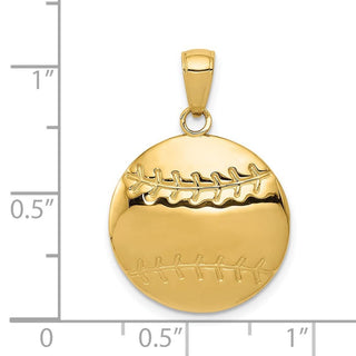 14k Yellow Gold Diamond-Cut Baseball Pendant