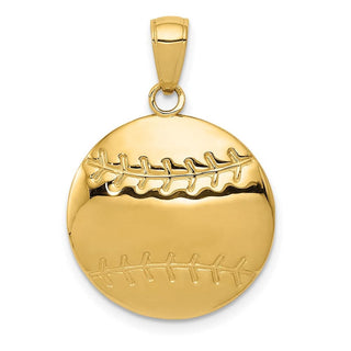 14k Yellow Gold Diamond-Cut Baseball Pendant