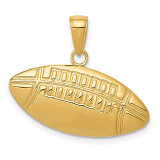 14k Yellow Gold Diamond-Cut Medium Football Pendant