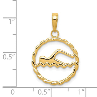 14k Yellow Gold Swimming Pendant