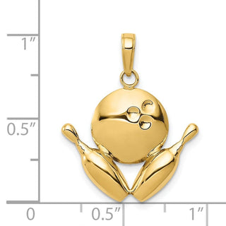 14k Yellow Gold Diamond-Cut Bowling Theme Pendant