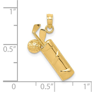 14k Yellow Gold Diamond-Cut Golf Bag Pendant
