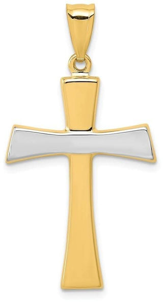 14k Yellow Gold and Rhodium Polished Cross Pendant K4967