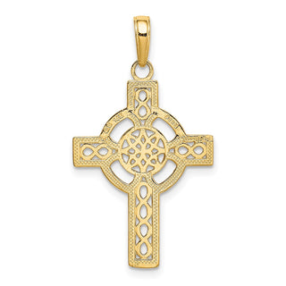 14k Yellow Gold Diamond-Cut Celtic Cross Pendant K5049