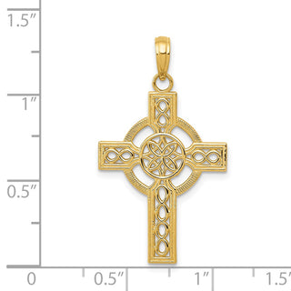 14k Yellow Gold Diamond-Cut Celtic Cross Pendant K5049