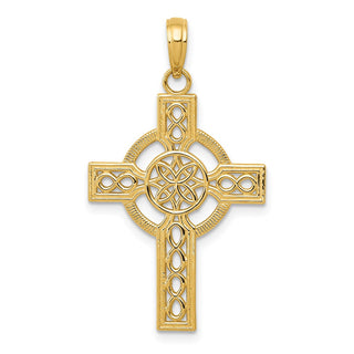 14k Yellow Gold Diamond-Cut Celtic Cross Pendant K5049