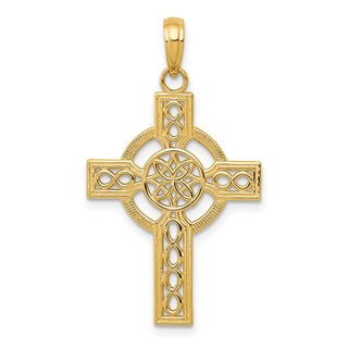14k Yellow Gold Diamond-Cut Celtic Cross Pendant K5049