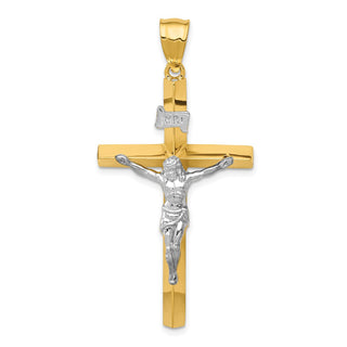 14k Yellow and White Gold Inri Hollow Latin Crucifix Pendant K505