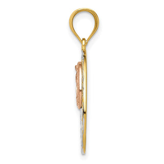 14k Yellow and Rose Gold w/Rhodium Guadalupe and 15 Pendant