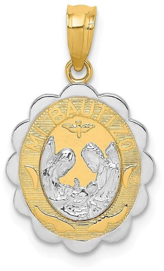 14k Yellow and White Gold w/Rhodium Baptism Pendant