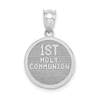 14k White Gold Reversible Cross and 1st Holy Communion Pendant