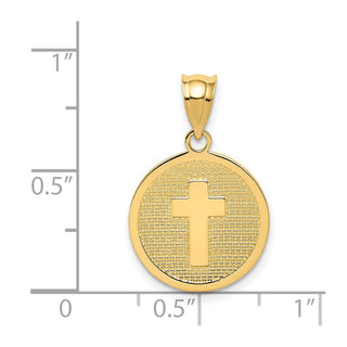 14k Yellow Gold Reversible Cross and God Bless Pendant