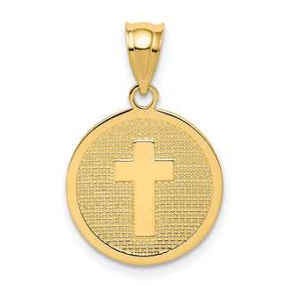 14k Yellow Gold Reversible Cross and God Bless Pendant
