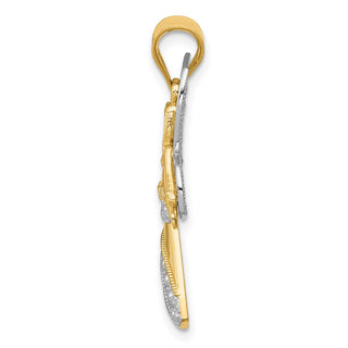 14k Yellow and White Gold w/Rhodium Angel Pendant