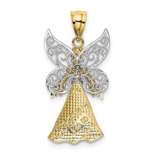 14k Yellow and White Gold w/Rhodium Angel Pendant