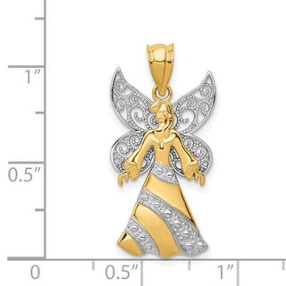14k Yellow and White Gold w/Rhodium Angel Pendant