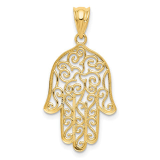 14k Yellow Gold Filigree Hamsa Pendant