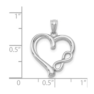 14K White Gold Polished Small Infinity Heart Pendant