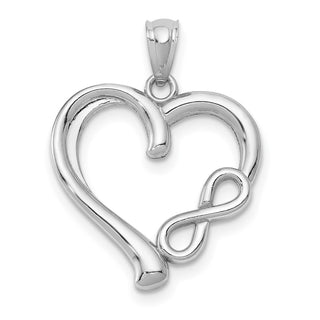 14K White Gold Polished Small Infinity Heart Pendant