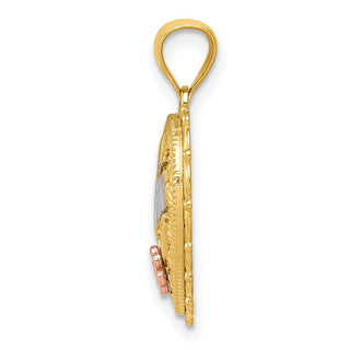 14k Yellow, White and Rose Gold Polished #1 Mom Shadowbox Pendant