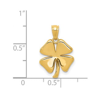 14k Yellow Gold Polished 4 Leaf Clover Pendant