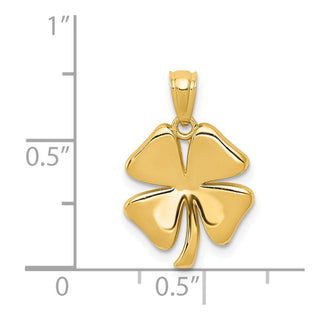 14k Yellow Gold Polished 4 Leaf Clover Pendant