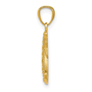14k Yellow Gold Polished and Textured Moon and Stars Pendant K5305