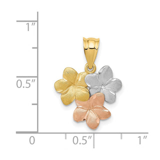 14k Yellow, White and Rose Gold Flower Pendant
