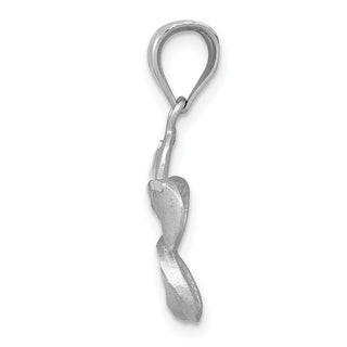 14k Yellow Gold Dipped in White Rhodium Satin Diamond-cut Plumeria Pendant