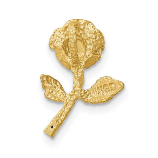 14k Yellow Gold Satin Diamond-cut Rose Chain Slide Pendant