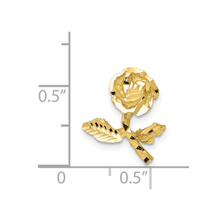14k Yellow Gold Satin Diamond-cut Rose Chain Slide Pendant
