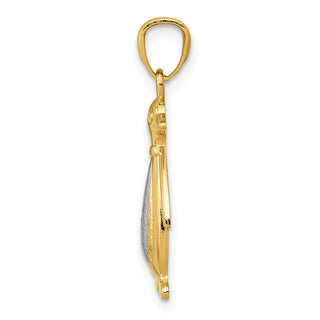 14k Yellow and White Gold Polished and Textured Penguin Pendant