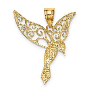 14k Yellow Gold Polished Hummingbird Pendant