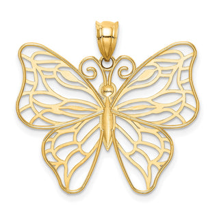 14k Yellow Gold Polished Large Butterfly Pendant