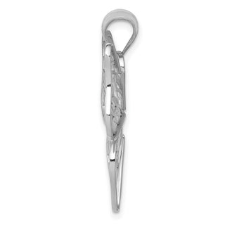 14K White Gold Polished Large Butterfly Pendant