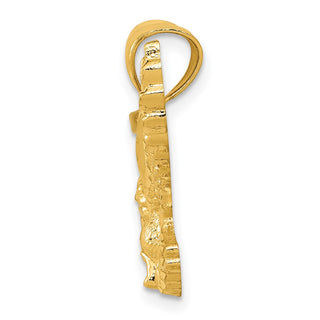 14k Yellow Gold Polished and Textured Eagle Pendant