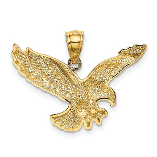 14k Yellow Gold Polished and Textured Eagle Pendant
