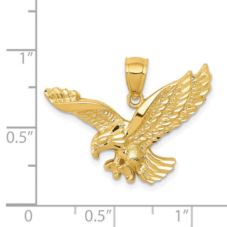 14k Yellow Gold Polished and Textured Eagle Pendant